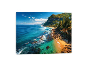 coastal cliff ocean beach landscape wall art blue sea canvas