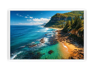 coastal cliff ocean beach landscape wall art blue sea canvas