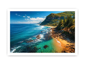 coastal cliff ocean beach landscape wall art blue sea canvas