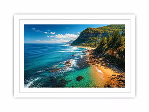 coastal cliff ocean beach landscape wall art blue sea canvas