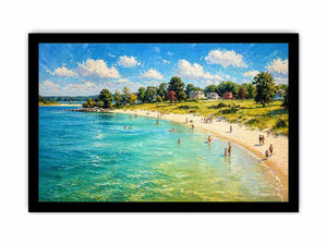 impressionist beach scene people seaside coastal wall art canvas