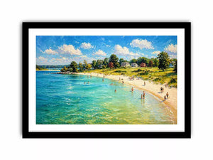 impressionist beach scene people seaside coastal wall art canvas