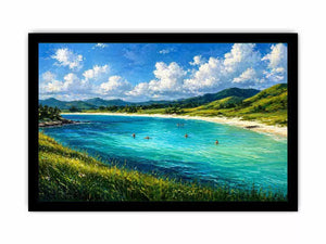 impressionist coastal lagoon turquoise water landscape wall art canvas