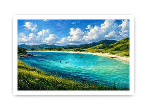 impressionist coastal lagoon turquoise water landscape wall art canvas