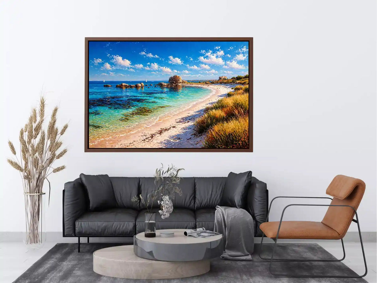 impressionist coastal beach ocean turquoise water wall art canvas