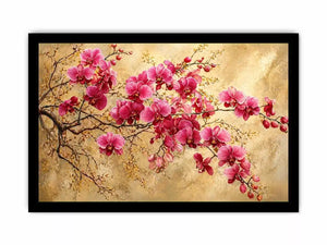 pink orchid floral wall art textured elegant botanical canvas