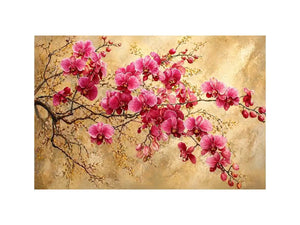 pink orchid floral wall art textured elegant botanical canvas