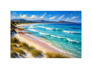 impressionist coastal beach waves turquoise ocean wall art canvas