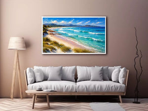 impressionist coastal beach waves turquoise ocean wall art canvas