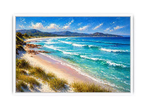 impressionist coastal beach waves turquoise ocean wall art canvas