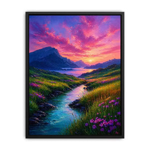 impressionist valley river sunset landscape wall art colorful canvas