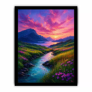 impressionist valley river sunset landscape wall art colorful canvas