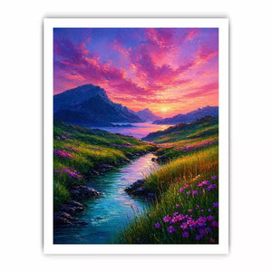 impressionist valley river sunset landscape wall art colorful canvas