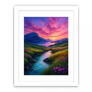 impressionist valley river sunset landscape wall art colorful canvas