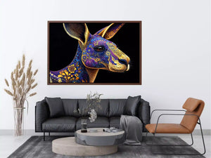 kangaroo wall art luxury animal print, ornate animal portrait canvas, decorative kangaroo artwork gold pattern, modern animal illustration wall decor, detailed wildlife art print