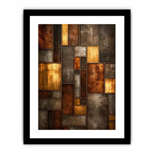 industrial abstract wall art metal texture, geometric rustic panel artwork, modern industrial canvas print, metallic abstract wall decor, textured geometric art print