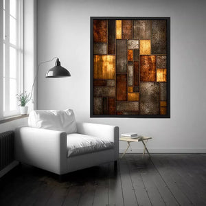 industrial abstract wall art metal texture, geometric rustic panel artwork, modern industrial canvas print, metallic abstract wall decor, textured geometric art print