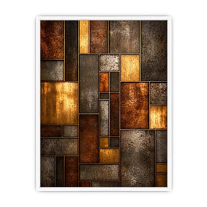 industrial abstract wall art metal texture, geometric rustic panel artwork, modern industrial canvas print, metallic abstract wall decor, textured geometric art print