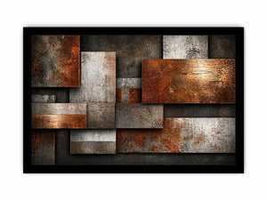 industrial abstract wall art rust texture, layered metal panel artwork, modern geometric industrial canvas, textured neutral wall decor, urban abstract art print