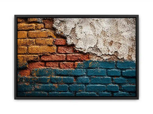rustic brick wall art texture, urban wall texture canvas print, distressed painted brick artwork, industrial wall decor texture, colorful brick abstract art