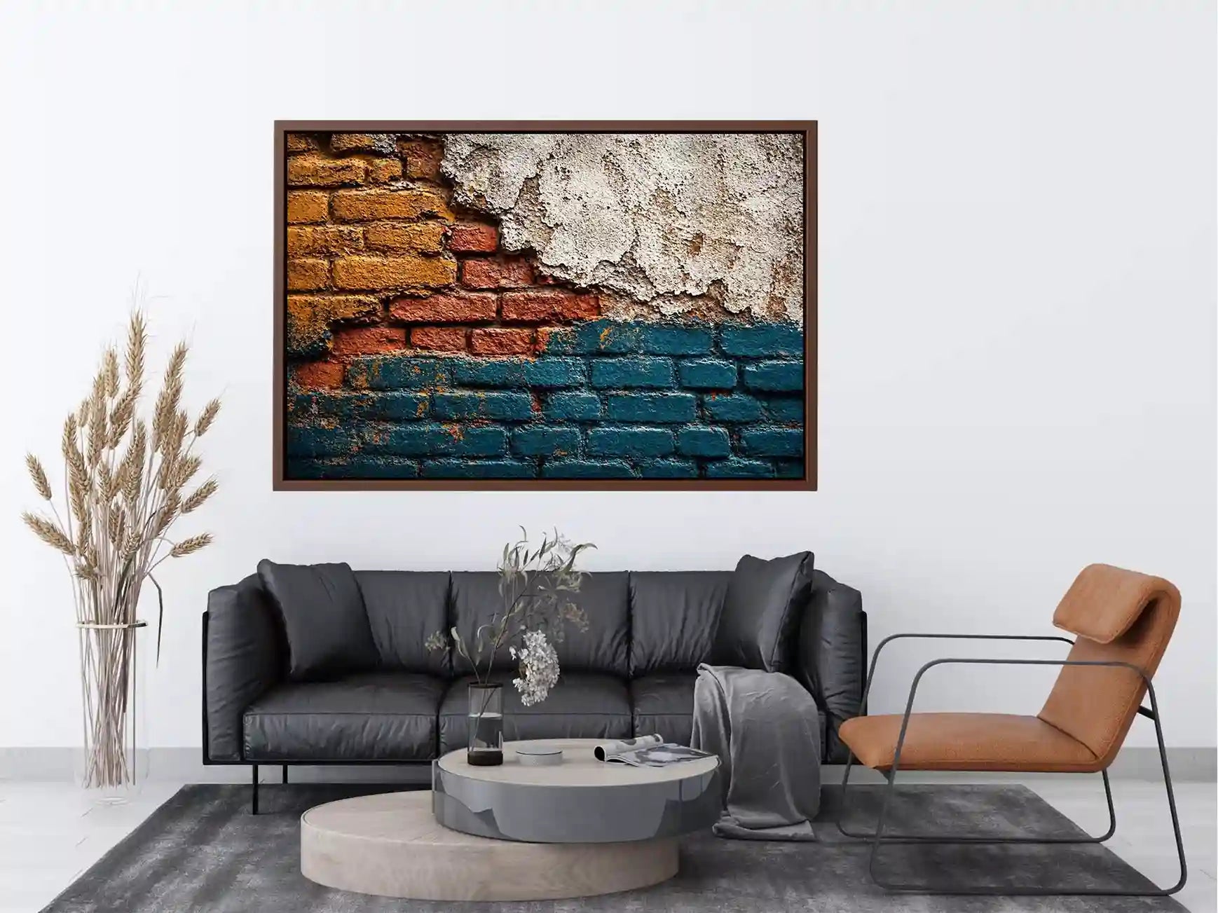 rustic brick wall art texture, urban wall texture canvas print, distressed painted brick artwork, industrial wall decor texture, colorful brick abstract art