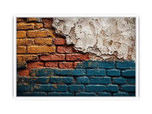 rustic brick wall art texture, urban wall texture canvas print, distressed painted brick artwork, industrial wall decor texture, colorful brick abstract art