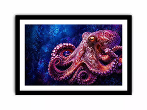 octopus wall art modern ocean canvas, vibrant octopus painting detailed texture artwork, marine life canvas bold sea creature decor, underwater octopus artwork premium design