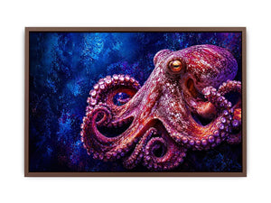octopus wall art modern ocean canvas, vibrant octopus painting detailed texture artwork, marine life canvas bold sea creature decor, underwater octopus artwork premium design