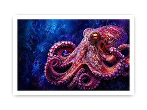 octopus wall art modern ocean canvas, vibrant octopus painting detailed texture artwork, marine life canvas bold sea creature decor, underwater octopus artwork premium design