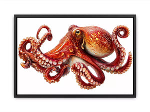 minimal octopus wall art clean marine canvas, elegant octopus illustration modern decor, red octopus artwork white background premium print, sea life minimalist canvas design