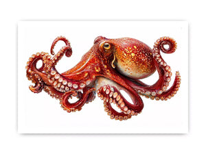minimal octopus wall art clean marine canvas, elegant octopus illustration modern decor, red octopus artwork white background premium print, sea life minimalist canvas design
