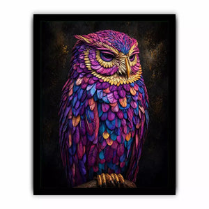 colorful owl canvas wall art vibrant modern bird painting for living room decor