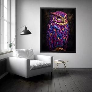 colorful owl canvas wall art vibrant modern bird painting for living room decor