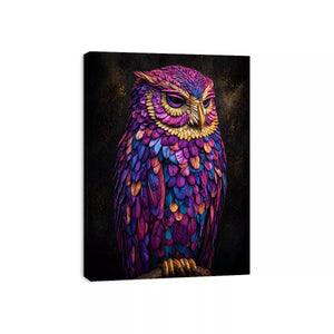 colorful owl canvas wall art vibrant modern bird painting for living room decor