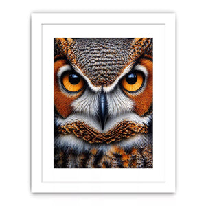 owl close up portrait intense eyes wildlife canvas wall art