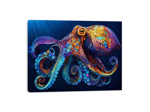 colorful octopus abstract ocean vibrant canvas wall art