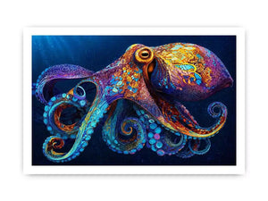 colorful octopus abstract ocean vibrant canvas wall art