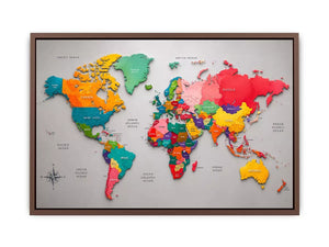 colorful world map wall art modern educational canvas global geography decor