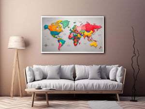 colorful world map wall art modern educational canvas global geography decor