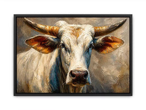 rustic bull portrait wall art textured farmhouse animal canvas decor