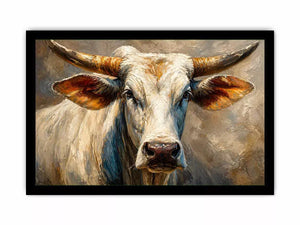 rustic bull portrait wall art textured farmhouse animal canvas decor