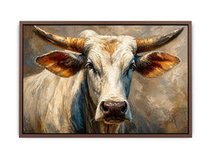 rustic bull portrait wall art textured farmhouse animal canvas decor