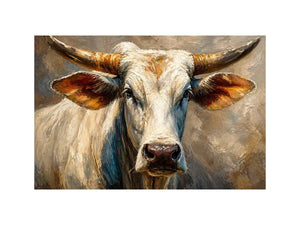 rustic bull portrait wall art textured farmhouse animal canvas decor