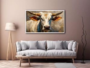 rustic bull portrait wall art textured farmhouse animal canvas decor