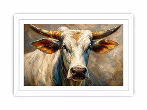 rustic bull portrait wall art textured farmhouse animal canvas decor