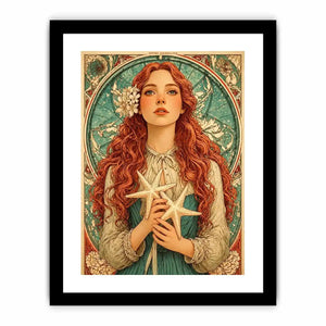 art nouveau woman portrait wall art pastel vintage feminine canvas decor