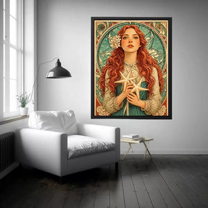 art nouveau woman portrait wall art pastel vintage feminine canvas decor