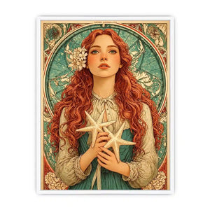 art nouveau woman portrait wall art pastel vintage feminine canvas decor