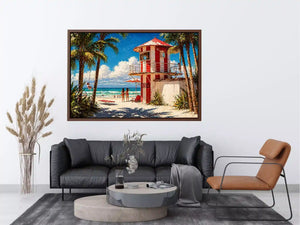 tropical beach lifeguard tower wall art coastal ocean canvas summer decor