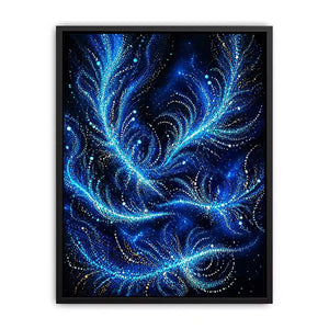 abstract blue light flow wall art cosmic glowing canvas modern decor